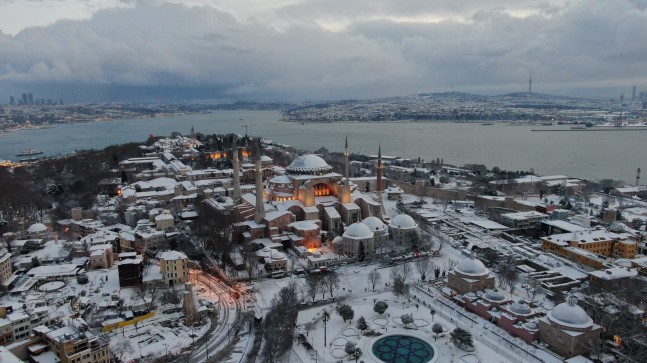 Tarihi yarımadadan kar manzaraları